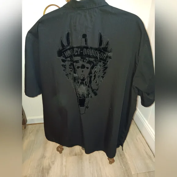 Harley-Davidson Black Casual Button Down Shirt - Picture 1 of 5
